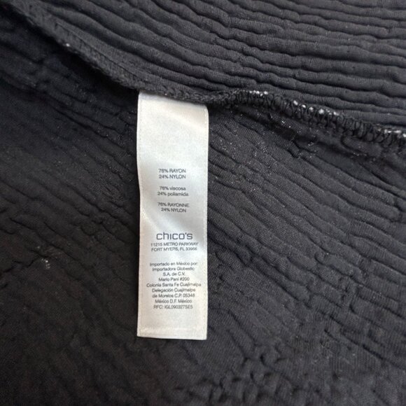 Chicos Women’s Open Front Jacket Size 1 Velvet Burnout Black Beige Floral Casual - Picture 4 of 8